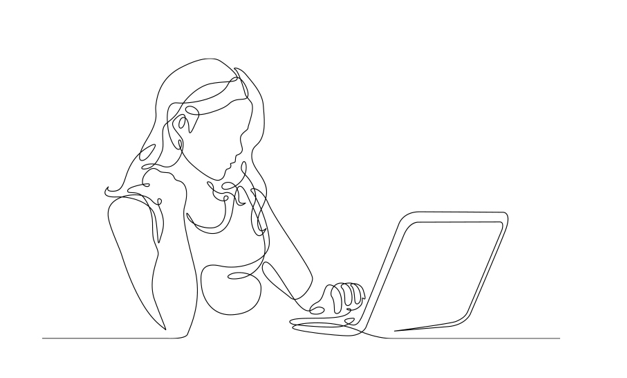 Outline of Person Using Laptop