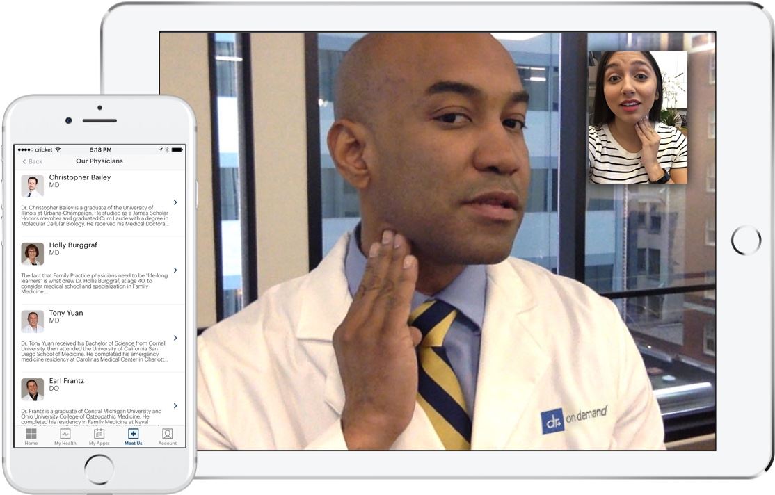 Doctor and patient on a video call